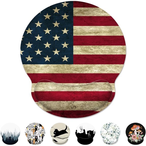 Ergonomic Mouse Pad with Wrist Support,American Flag Mouse Pad with Wrist Rest,Relieve Wrist Pain Mousepad Non-Slip Rubber Base,Mouse Pads for Desk,Computers,Laptop,Office,Home,Gaming,Accessories