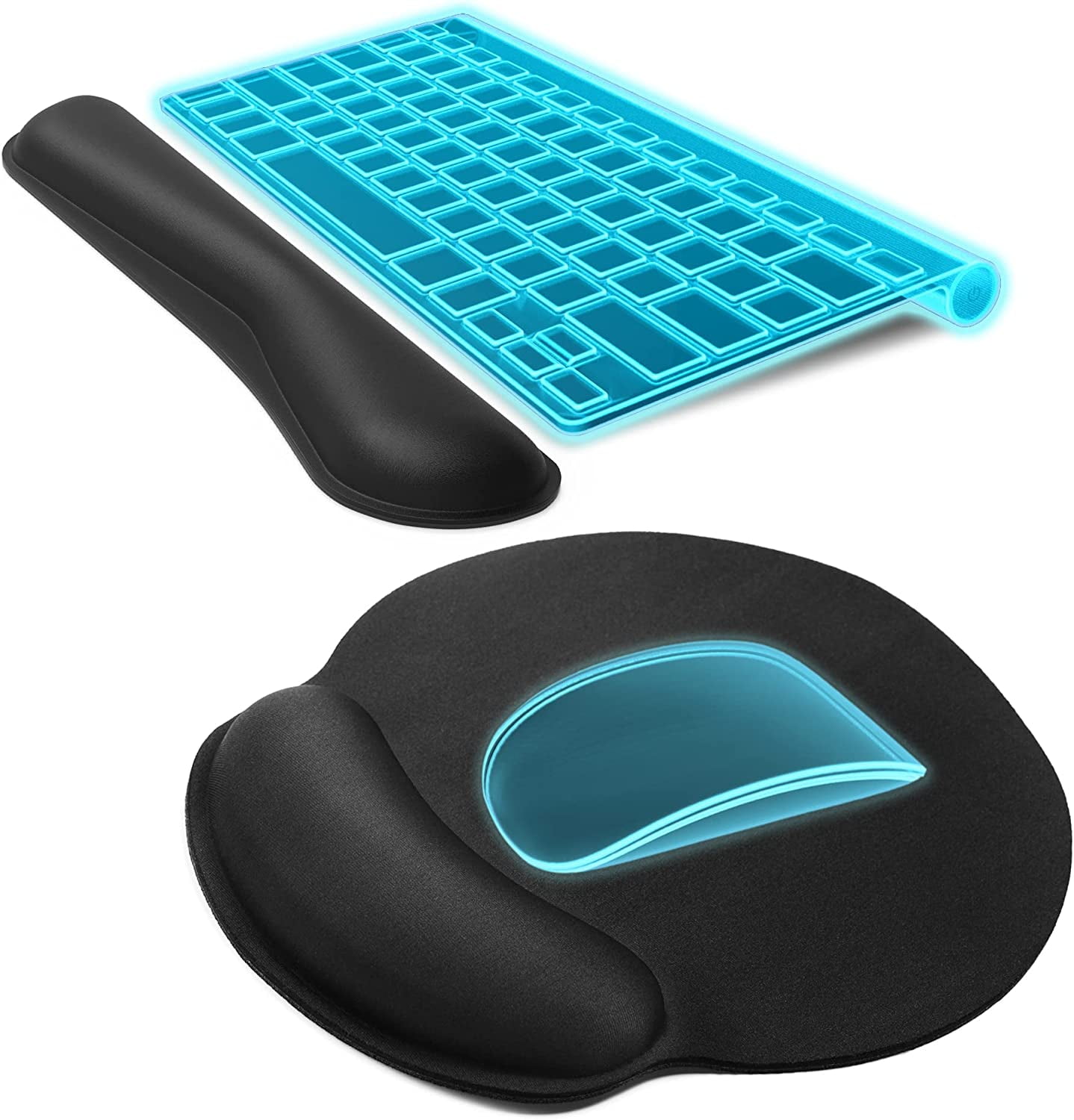  4-in-1 Large Gaming Mouse Pad, Keyboard Wrist Rest Pad & Wrist  Support Mousepad Set, Extended Desk Pad Waterproof Desk Mat for Home Office  Study Game - Blue : Office Products