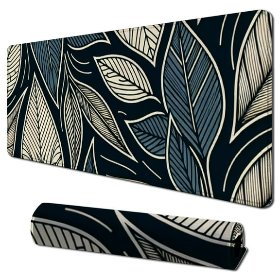 Ergonomic Mouse Pad with Wrist Support Gel, Upgraded Keyboard Wrist Rest Pad Set, Coaster with Non-Slip PU Base Mouse Pads for Working Gaming and Family-Beach Palm Tree Leaves