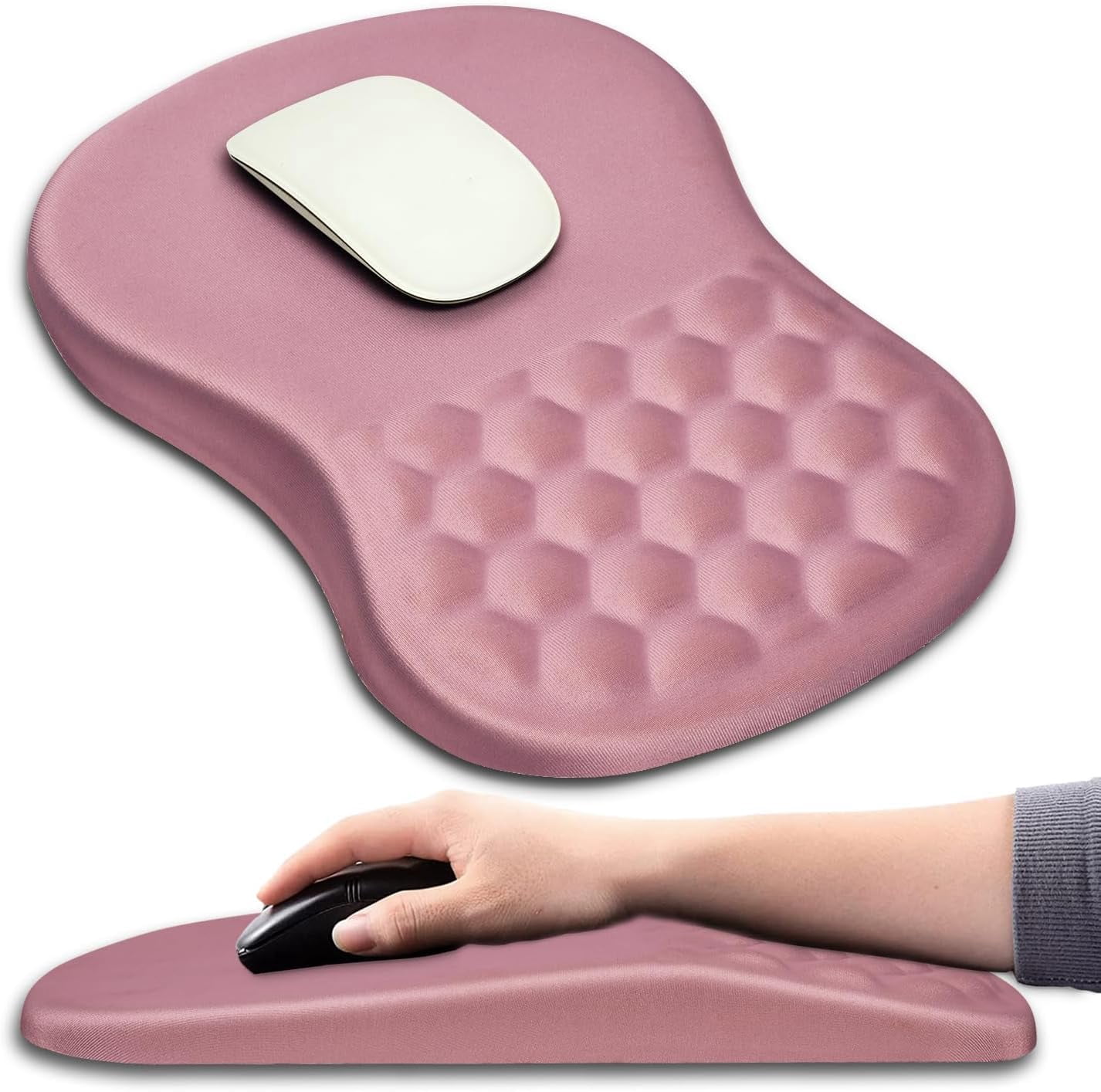 Ergonomic Mouse Pad Wrist Support with Massage Design, Wrist Rest Pain Relief Mousepad with Memory Foam&Non-Slip PU Base, Mouse Pads for Wireless Mouse & Desk (12x8 inch,Black)