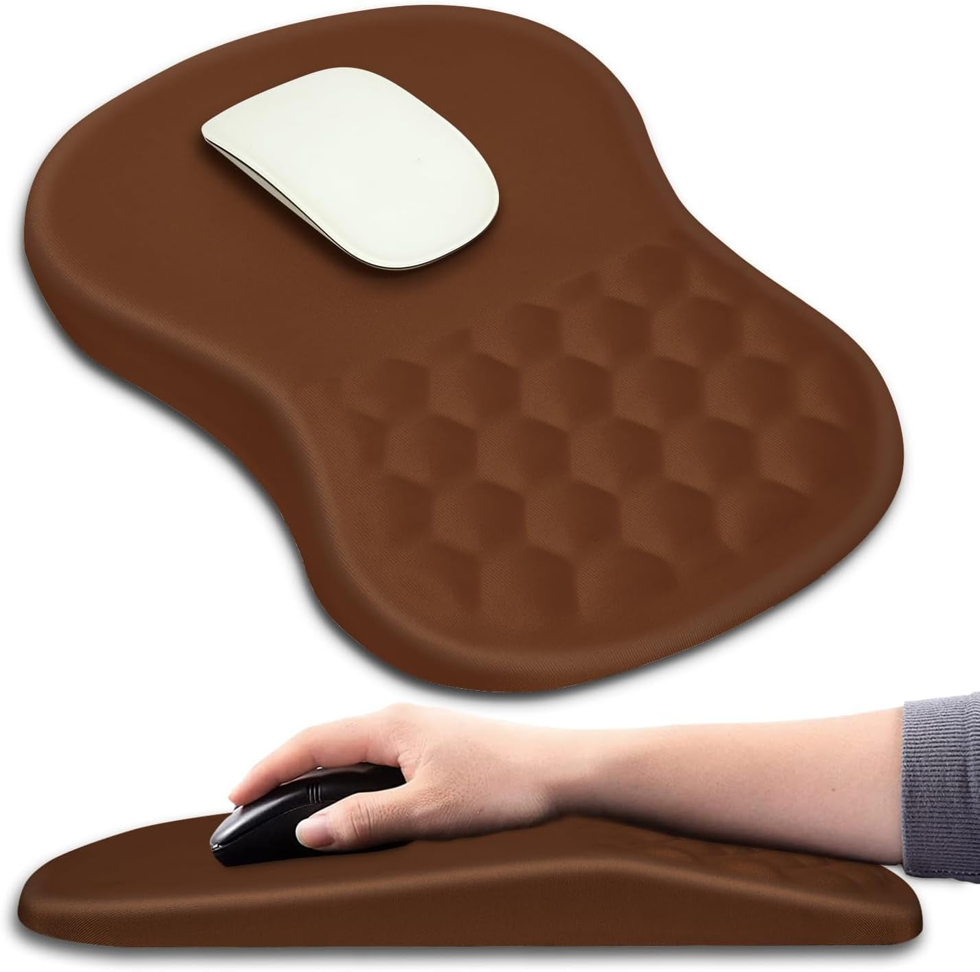 Ergonomic Mouse Pad Wrist Support with Massage Design, Wrist Rest Pain Relief Mousepad with Memory Foam&Non-Slip PU Base, Mouse Pads for Wireless Mouse & Desk (12x8 inch,Black)