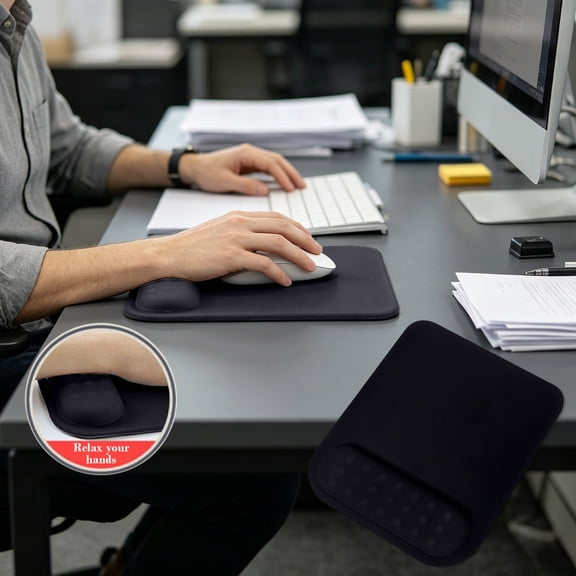 Ergonomic Mouse Pad With Wrist Support, Non Slip Mouse Mat With Massage Wrist Rest Smooth Tracking Surface And Comfort Design, Office Gaming Accessory for Typing Laptop Home Work Daily Computer Use