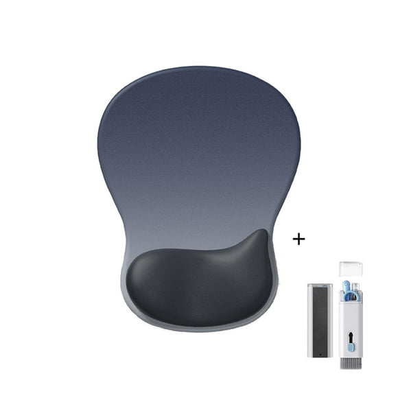 Ergonomic Mouse Pad Wrist Support, Wrist Rest Mousepad for Carpal Tunnel Pain Relief with Integrated Memory Foam,Free Keyboard Cleaning Kit 7-in-1(Gradient Blue-Black)