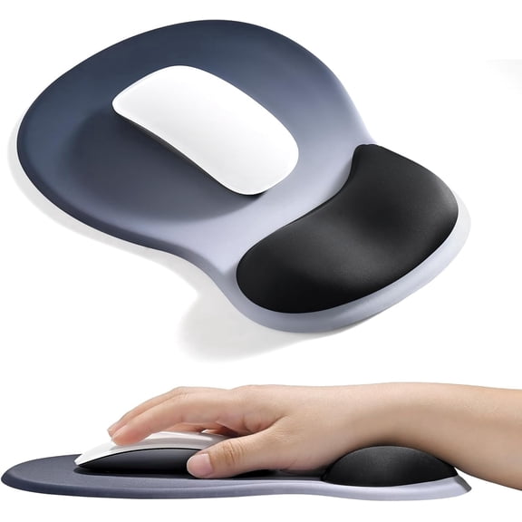 Ergonomic Mouse Pad with Gel Wrist Rest Support, Concave Wrist Cushion, Non-Slip Base, Smooth Surface Mousepad for Laptop, Computer, Office Desk