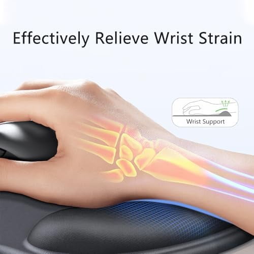 Ergonomic Mouse Pad with Wrist Rest, Gel Wrist Support Mousepad, Pain Relief Laptop Computer Mouse Pad, Non-Slip Mouse Pads for Office & Home (Red)