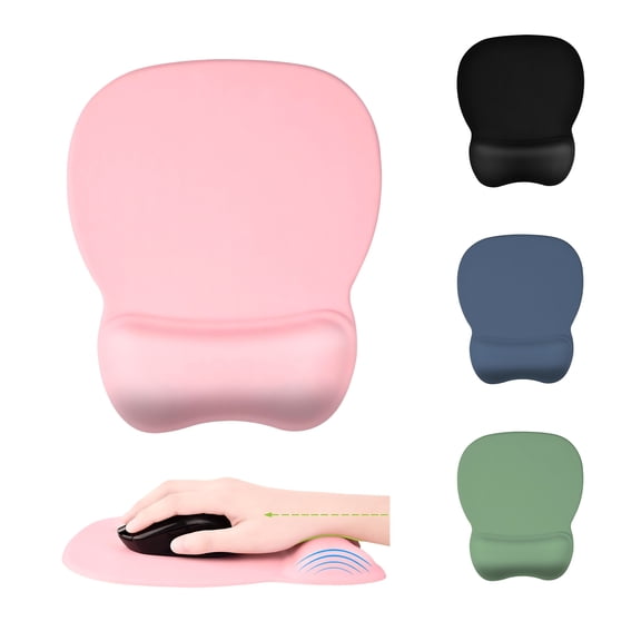 Ergonomic Mouse Pad with Wrist Support, Mousepad with Memory Foam Wrist Rest and Non-Slip Base for Computer, Cafe, Home & Office, 9.64 x 8.26, Pink