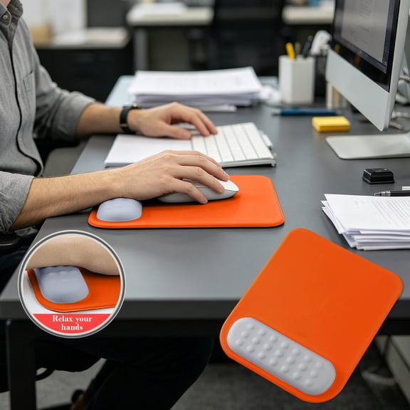 Ergonomic Mouse Pad with Wrist Support – Silicone Massage Non-Slip for Office,Orange