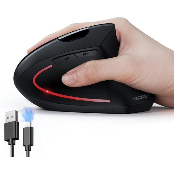 Ergonomic Mouse, Rechargeable Vertical Ergo Mouse Wireless 800-4800 Levels 5 Adjustable DPI, Silent 2.4GHz Optical Carpal Tunnel Mouse for Right Hand, USB Wireless Mice for Laptop, PC