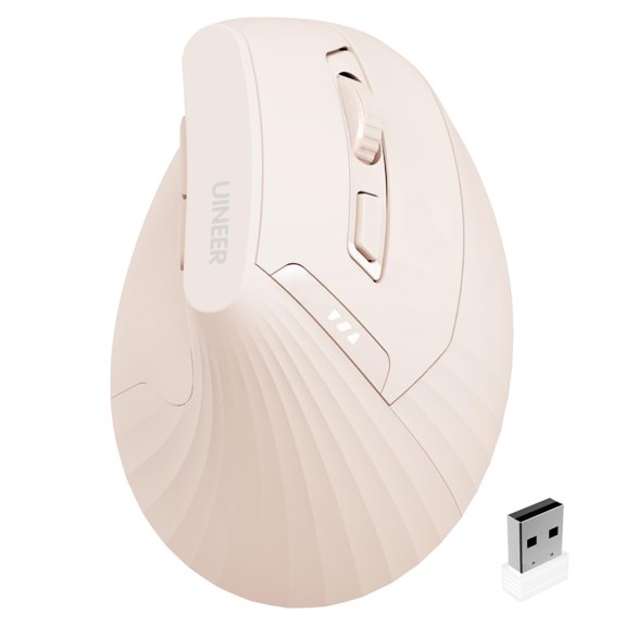 Ergonomic Mouse, Vertica Wireless Mouse 2.4G with USB A Receiver, 2400 DPI Optical Tracking Mice, 4 Adjustable DPI Levels, Rechargeable with Battery Indicator, Wide Compatibility for Windows, Mac OS