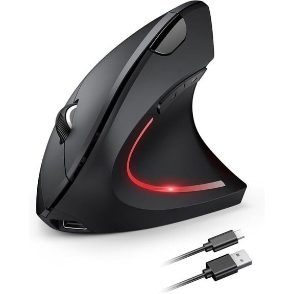 Ergonomic Mouse Wireless,Computer Mouse,Rechargeable Mouse Wireless Silent for Carpal Tunnel Right Hand,2.4GHz USB Vertical Mouse Wireless for Laptop,5 Adjustable 4800 DPI,Computer,MacBook,Desktop