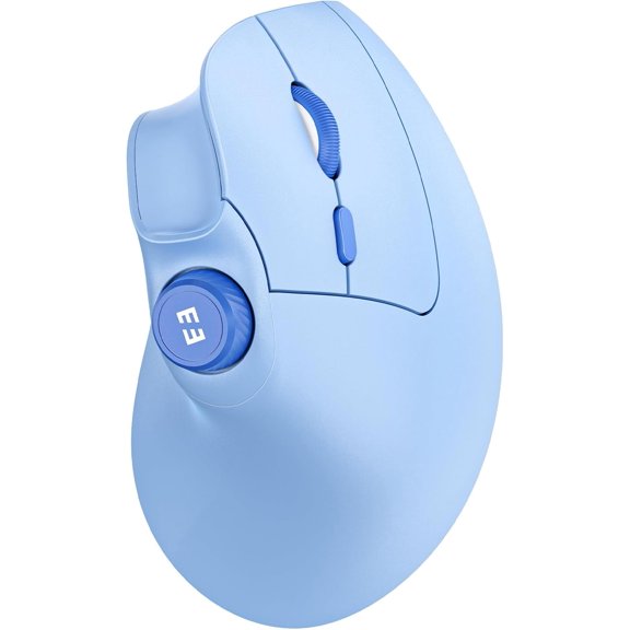 Ergonomic Mouse Wireless, MOU-302 Bluetooth Vertical Mouse Rechargeable, Ergo Optical Mice with 1000/1600/2400 DPI, Volume Knob, 3 Multi-Device Connectivity for Computer/PC/Laptop/Mac, Blue