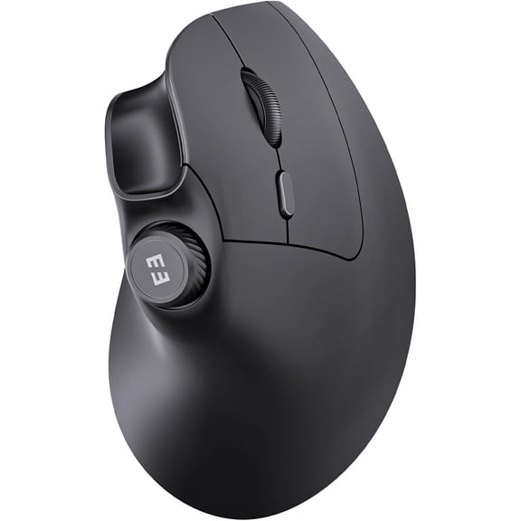Ergonomic Mouse Wireless, MOU-302 Bluetooth Vertical Mouse Rechargeable, Optical Mice with 1000/1600/2400 DPI, Volume Knob, 3 Multi-Device Connectivity for Computer/PC/Laptop/Mac, Black