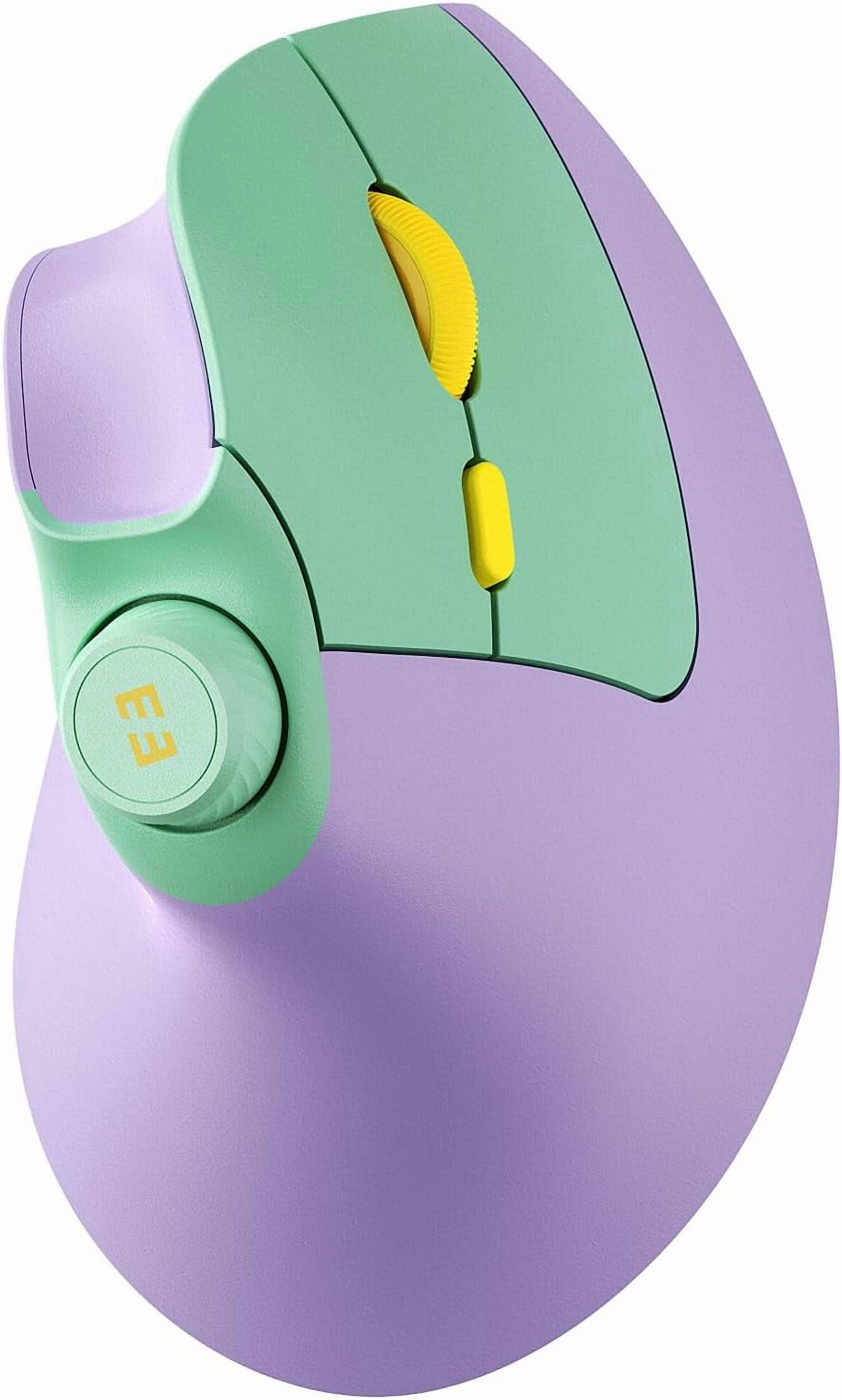 Ergonomic Mouse Wireless, MOU-302 Bluetooth Vertical Mouse Rechargeable, Volume Knob, Quiet Mice with 1000/1600/2400 DPI, 3 Multi-Device Connectivity for Computer/PC/Laptop/Mac, Purple