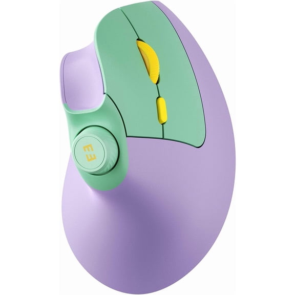 Ergonomic Mouse Wireless, MOU-302 Bluetooth Vertical Mouse Rechargeable, Volume Knob, Quiet Mice with 1000/1600/2400 DPI, 3 Multi-Device Connectivity for Computer/PC/Laptop/Mac, Purple