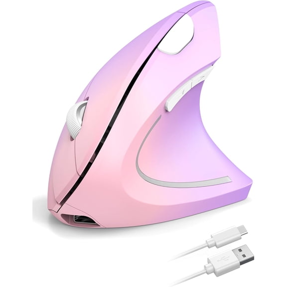 Ergonomic Mouse, Wireless Rechargeable Vertical Mouse for Carpal Tunnel Right Hand, 4800 DPI 5 Adjustable Levels 2.4GHz with USB-A Receiver, Silent Click, for Laptop, PC, MacBook, Desktop