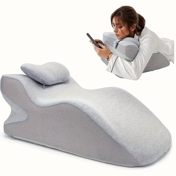 Ergonomic Multi-Position Pillow: Backrest, Supine & Lying Support for Head, Neck, Waist - Ideal for Sleep, Travel, Reading, Office & Gifts (Removable Cover)