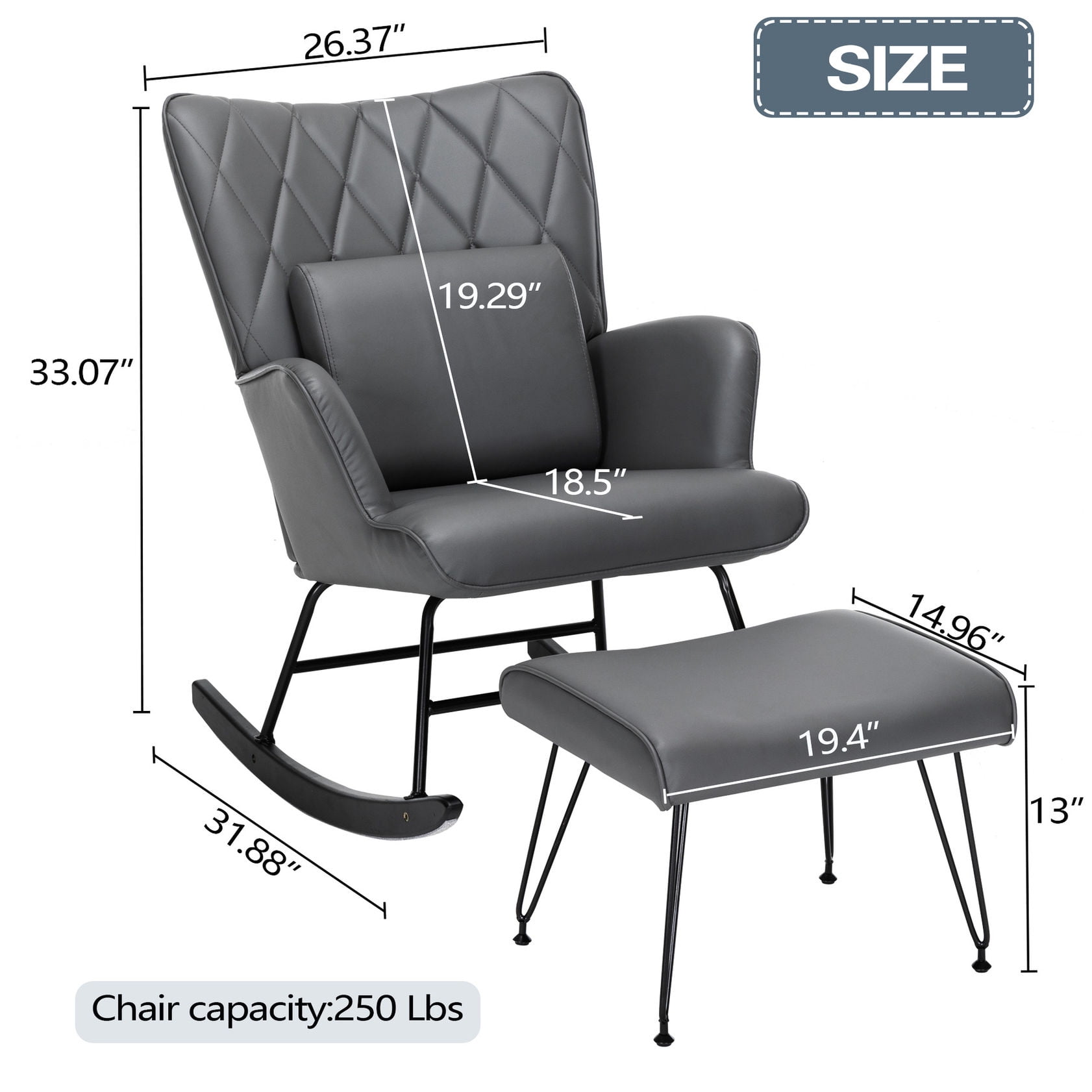 Ergonomic Nursery Rocking Chair / Superior Back Support for Parents