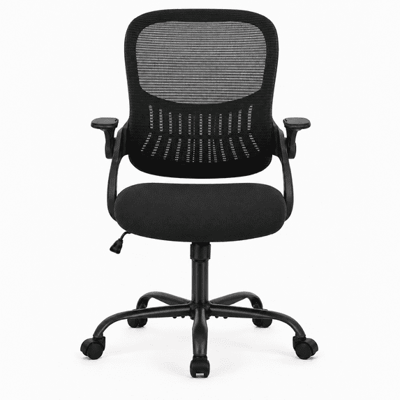 Height Adjustable Swivel Office Chair 400 lbs, Ergonomic Mesh Desk Chair with Lumbar Support & Flip-Up Arms, Mid-Back Computer Task Chair for Home, Bedroom & Office