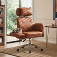 thumbnail image 1 of Big and Tall Executive Office Chair - Scratch-Resistant, Ergonomic Desk Chair with 6-Adjustable Armrests, 400lbs, Criss Cross Leather High Back Gaming Chair for Home Office, Brown, 1 of 8