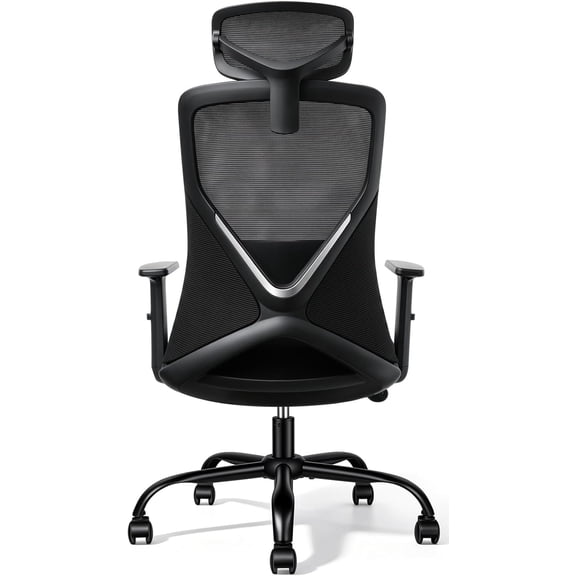 Ergonomic Office Chair with Adaptive Gravity Balance Recline, High Back Mesh Office Chair with Adjustable Headrest & Lumbar Support, X-Frame Structure, 400LBS Big and Tall Chair for Home Office