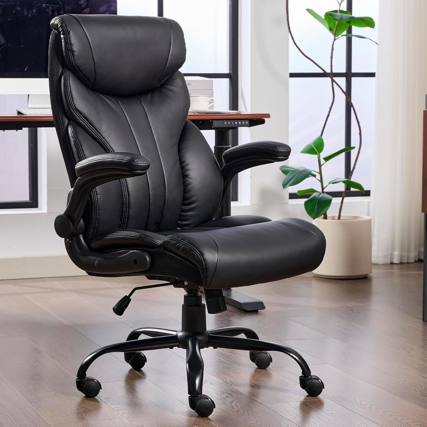 Ergonomic Office Chair, Big and Tall Home Office Chair, Pu Leather ...