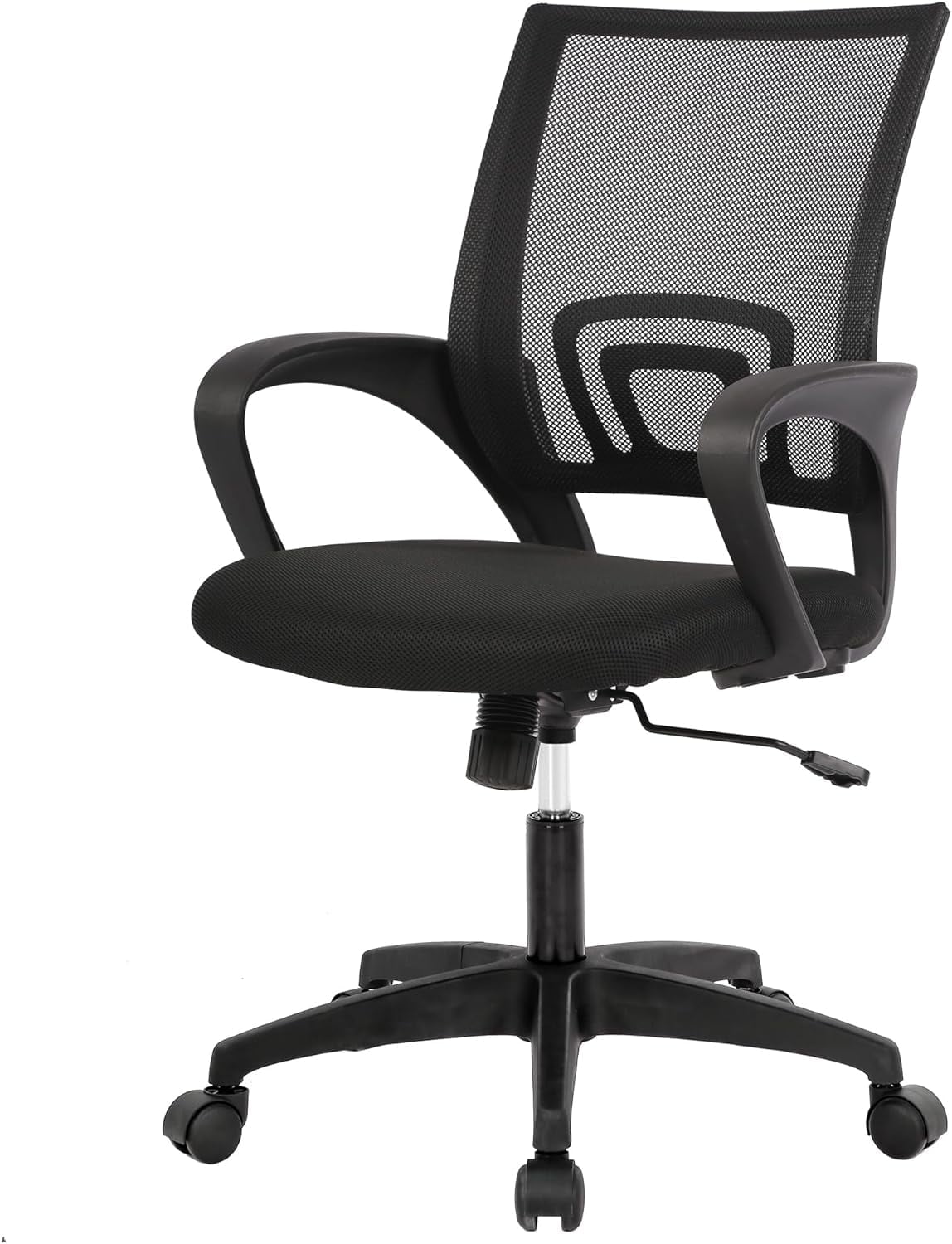 Ergonomic Office Chair Black | Mesh Foam Back with Lumbar Support, Adjustable Height, 360 Swivel, Armrests & High Density Sponge Cushion | Computer Chair For Home, Office | Pack of 1