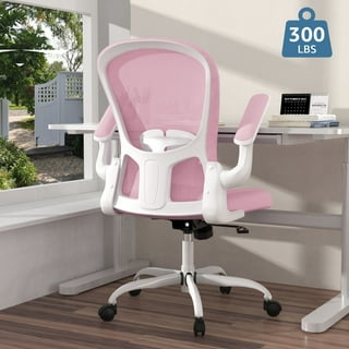 HONSIT Pink Desk Chair No Wheels, 250lb Criss Cross Legged Home Office  Chair, Adjustable Swivel Teddy Fabric Vanity Task Computer Chair Vanity  Chair