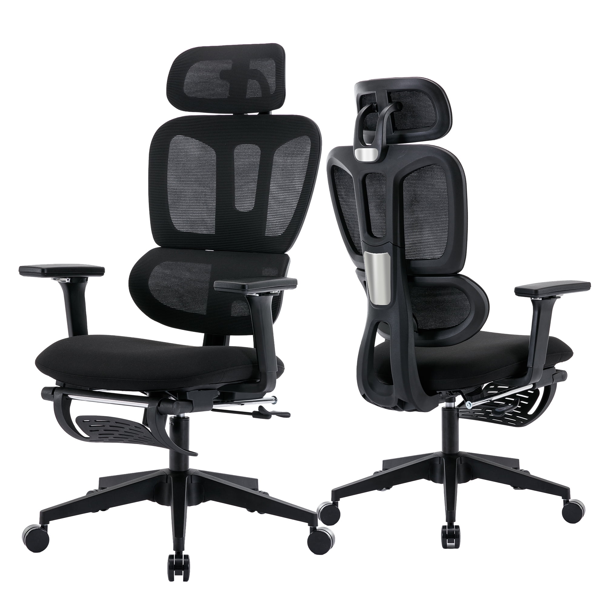  Office Chair with Foot Rest, Rubber Wheels Desk Chair with  Lumbar Support, Adjustable Headrest & 3D Armrest, Mesh Computer Chair for  Adults, Reclining Home Office Chair BlackGray : Home & Kitchen
