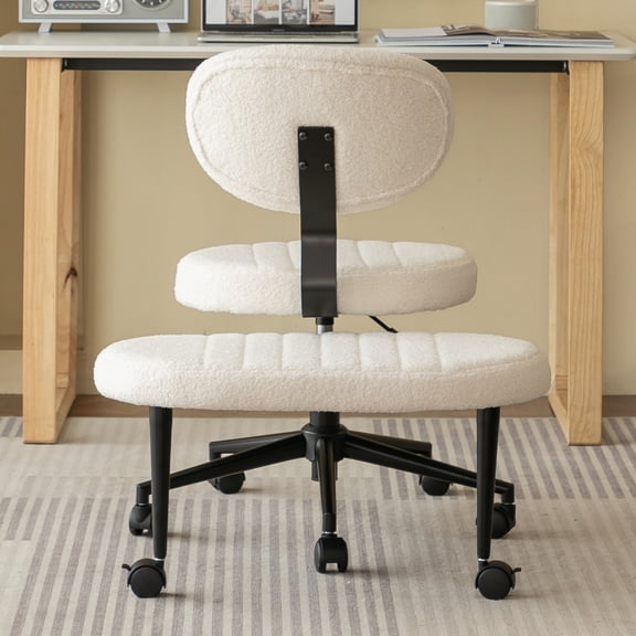 Ergonomic Office Chair Cross Legged, Multi-Position Swivel Desk Chair for Adults, Meditation & ADHD Fidget Seating with Back Support & Rolling Base, White