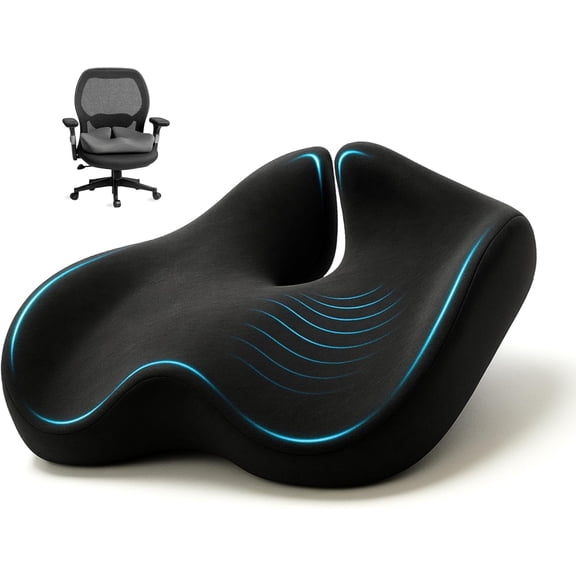 Ergonomic Office Chair Cushion for Sciatica Pain Relief, Computer Chair Cushion for All Day Comfort, Extra Large Seat Cushions for Office Chairs, Orthopedic Coccyx Cushion for Car & Wheelchair
