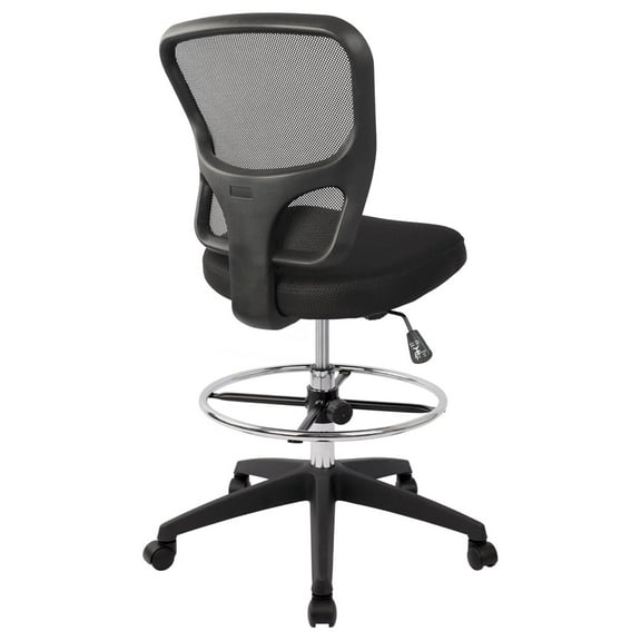 Ergonomic Office Chair Drafting Stool - Armless Standing Desk Chair with Footrest, Adjustable Height & Mesh Back Support for Home, Office & Bar