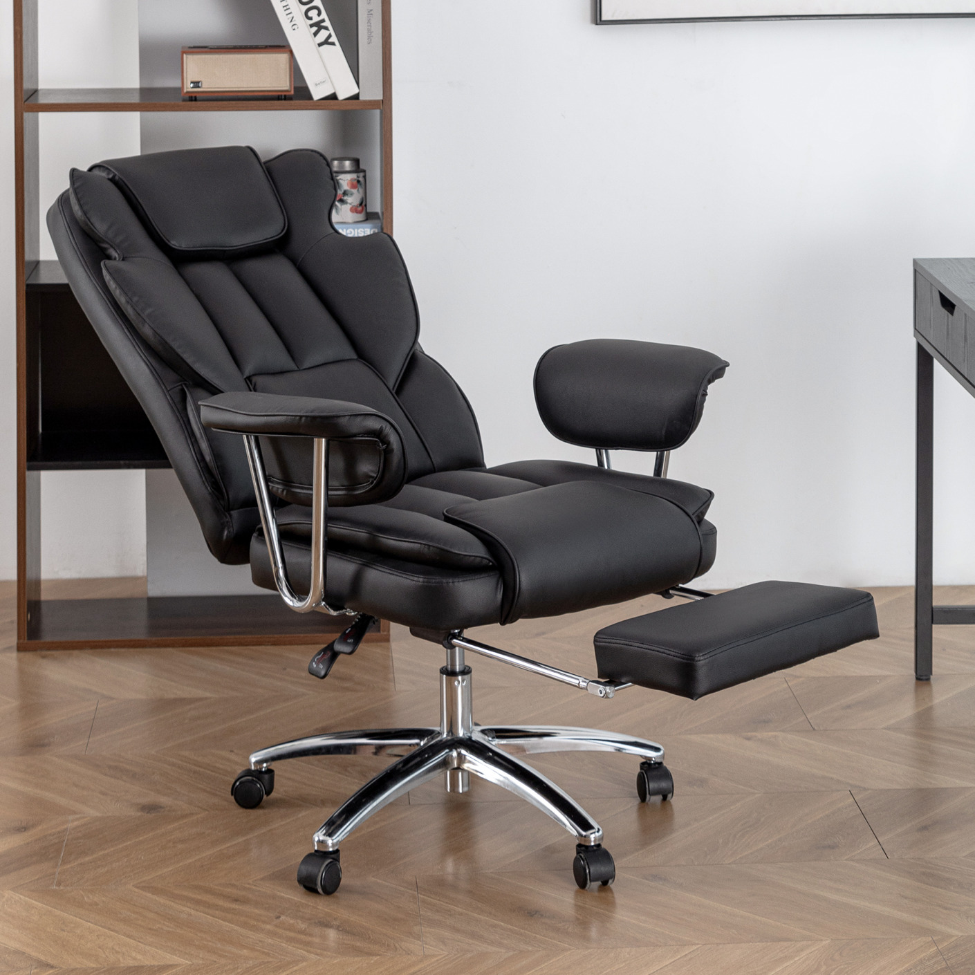 Ergonomic Office Chair, Executive Leather Office Chair with Footrest