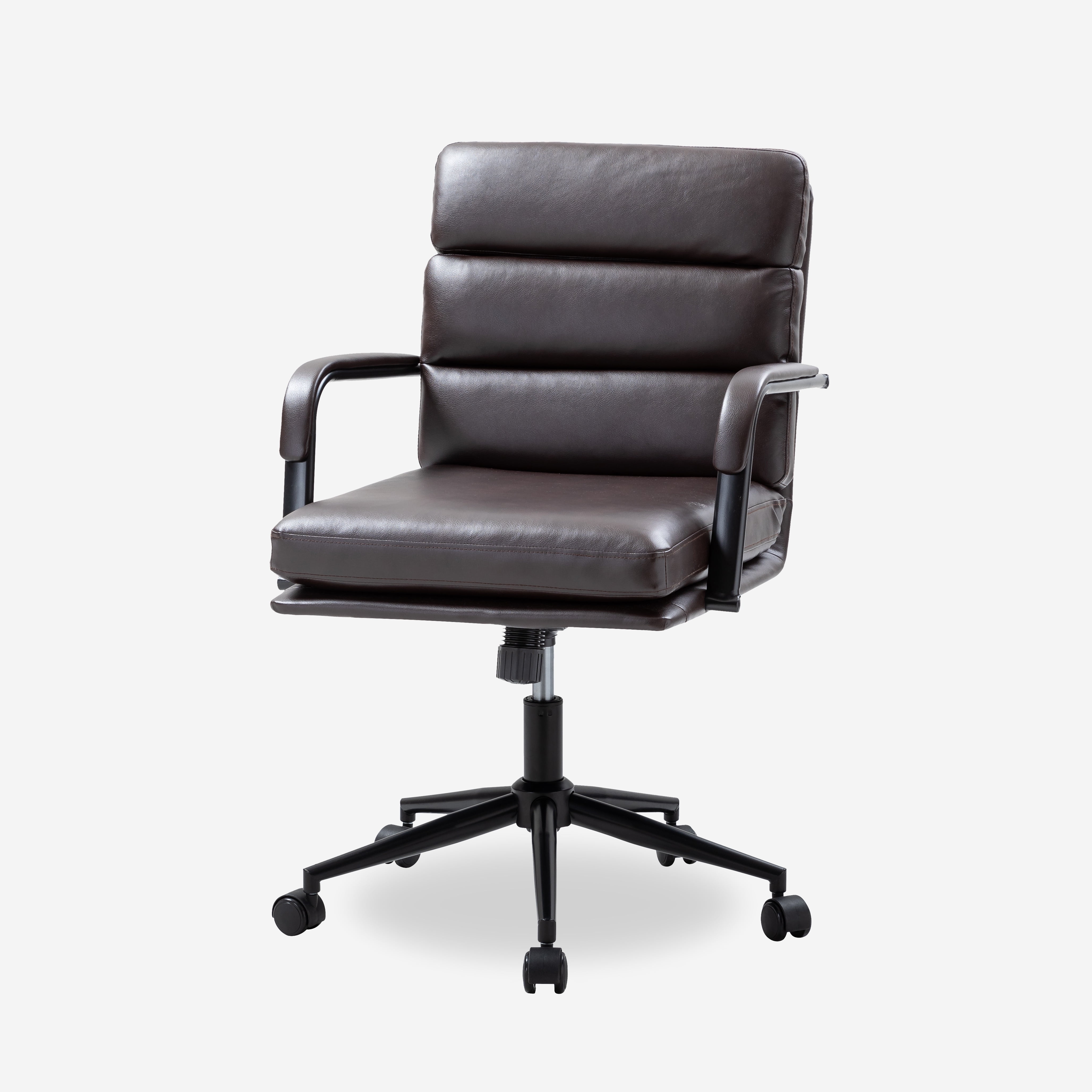 Ergonomic Office Chair Faux Leather Desk Chair Executive Swivel with High Back and Padded Cushion Brown