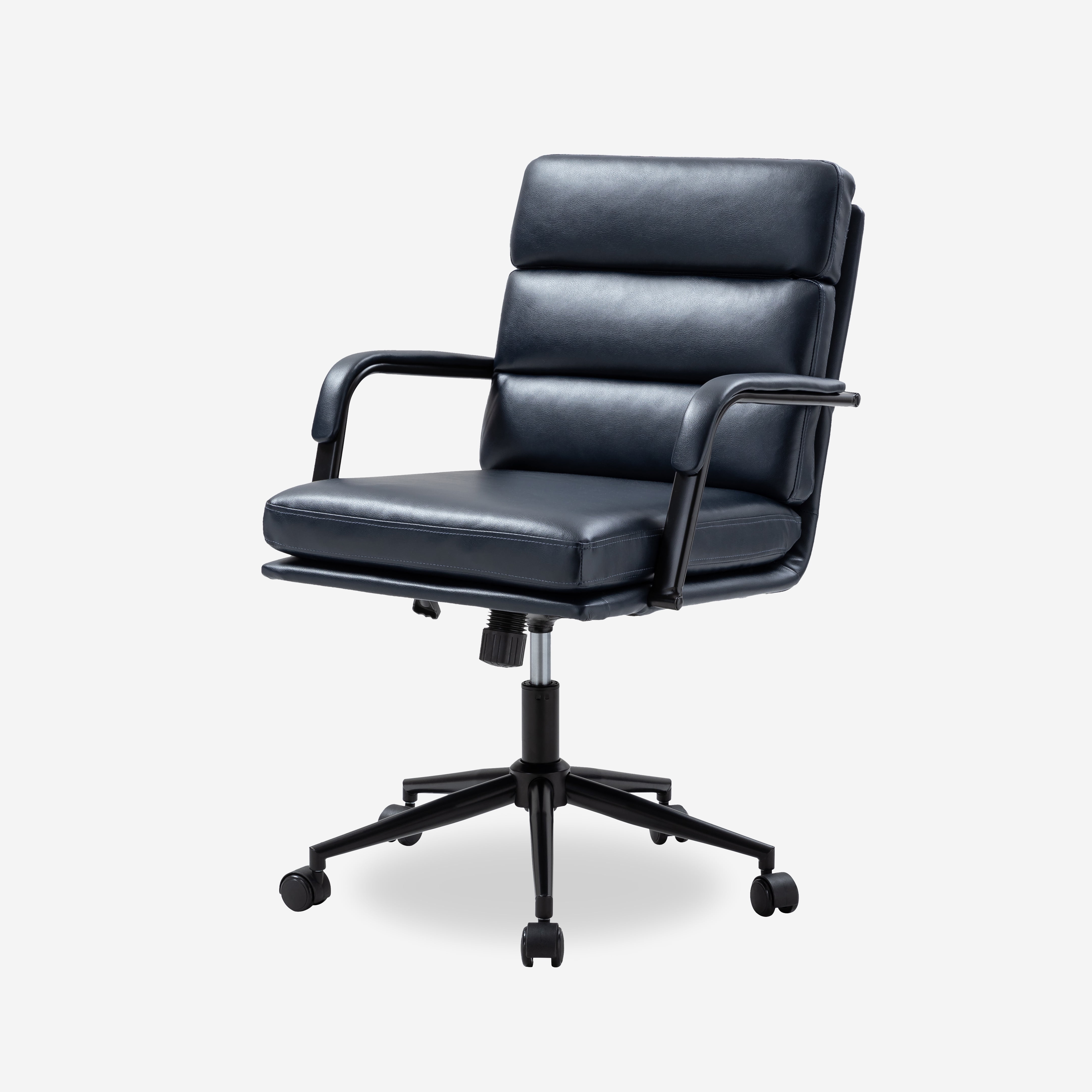Ergonomic Office Chair Faux Leather Desk Chair Executive Swivel with High Back and Padded Cushion Navy