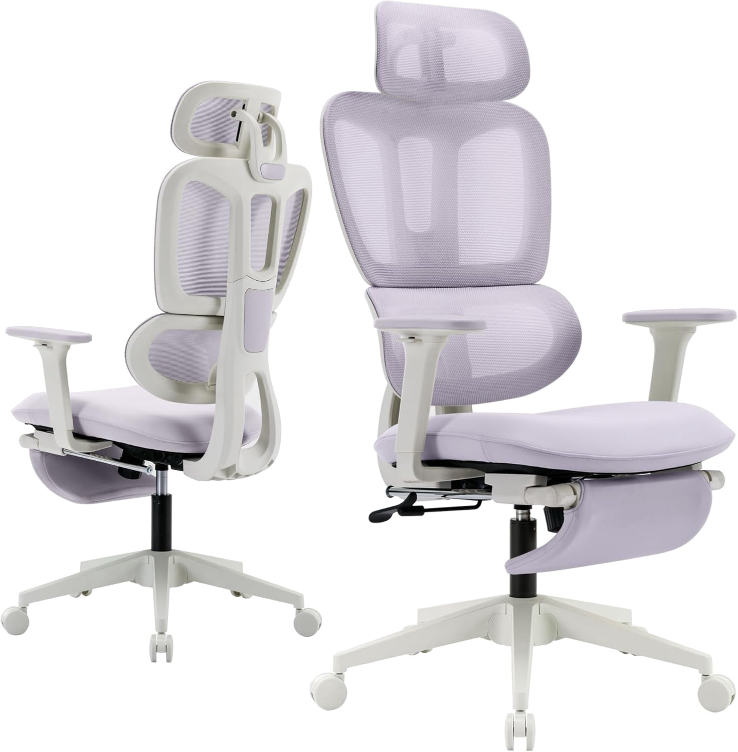 Ergonomic Office Chair with Foot Rest, High Back Computer Office Chair with Dynamic Lumbar Support, 2D Headrest, 4D Armrest, Sponge Seat, Mesh Home Office Desk Chair for Adults, Black