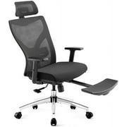 Ergonomic Office Chair, High Back Desk Chair with Adjustable Lumbar Support & Thick Seat Cushion, 135Reclining & Rocking Mesh Computer Chair with Footrest, Adjustable Headrest, Armrest (Black)