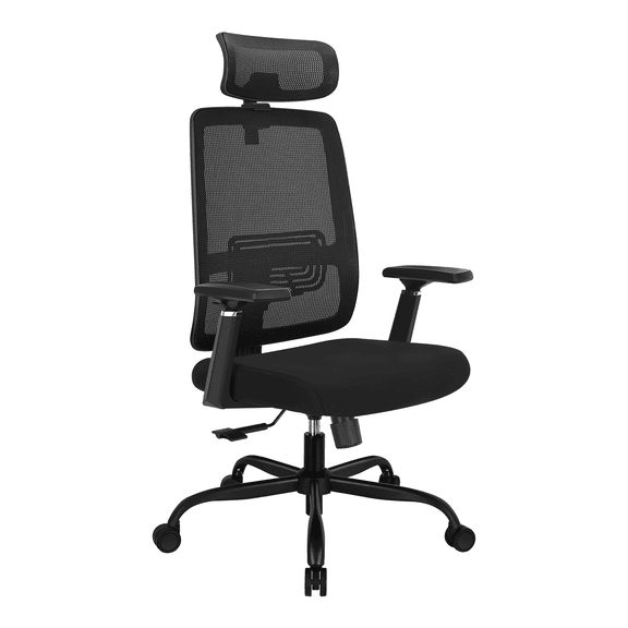 Ergonomic Office Chair - High Back Desk Chair with Adjustable Lumbar Support, Headrest & 3D Armrest - 135°Rocking Mesh Computer Chair (Black)
