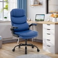 thumbnail image 1 of Ergonomic Office Chair High Back with Lumbar Support, PU Leather Desk Chair, Adjustable Height & Flip-Up Armrests, Swivel Rolling Wheels for Home Office, Computer Gaming Chair (Blue), 1 of 6