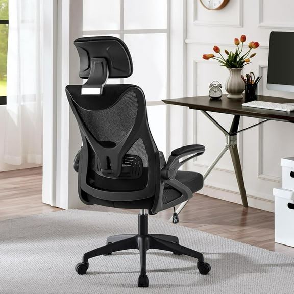 Ergonomic Office Chair High Back Mesh Desk Chair with Headrest Flip-up Armrest Lumbar Support for Home Study