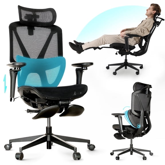 Ergonomic Mesh Office Chair with Ultra-Wide Lumbar Support & 360° Adjustable Armrests for All-Day Comfort