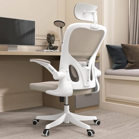 Ergonomic Office Chair with Lumbar Support, Adjustable Height, 2D Flip-up Arms, Breathable Black Mesh, Comfortable Desk Chair Chair for Home, Office, Study & Gaming