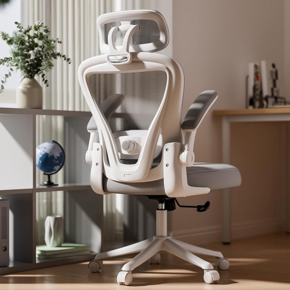 Ergonomic Office Chair M903, High Back Mesh Desk Chair with Wheels, Adjustable Lumbar Support, Headrest, Grey