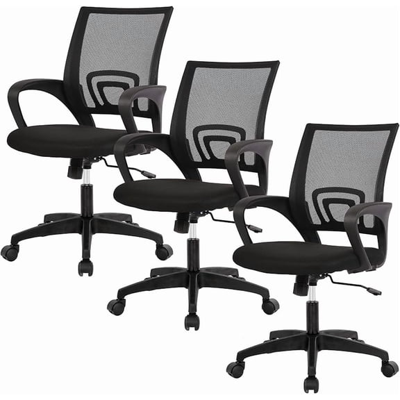 Ergonomic Office Chair | Mid-Back Swivel Desk Chair | Breathable Backrest & Lumbar Support | Adjustable Height | Sponge Seat | Rolling Wheels  | for Adults & Women