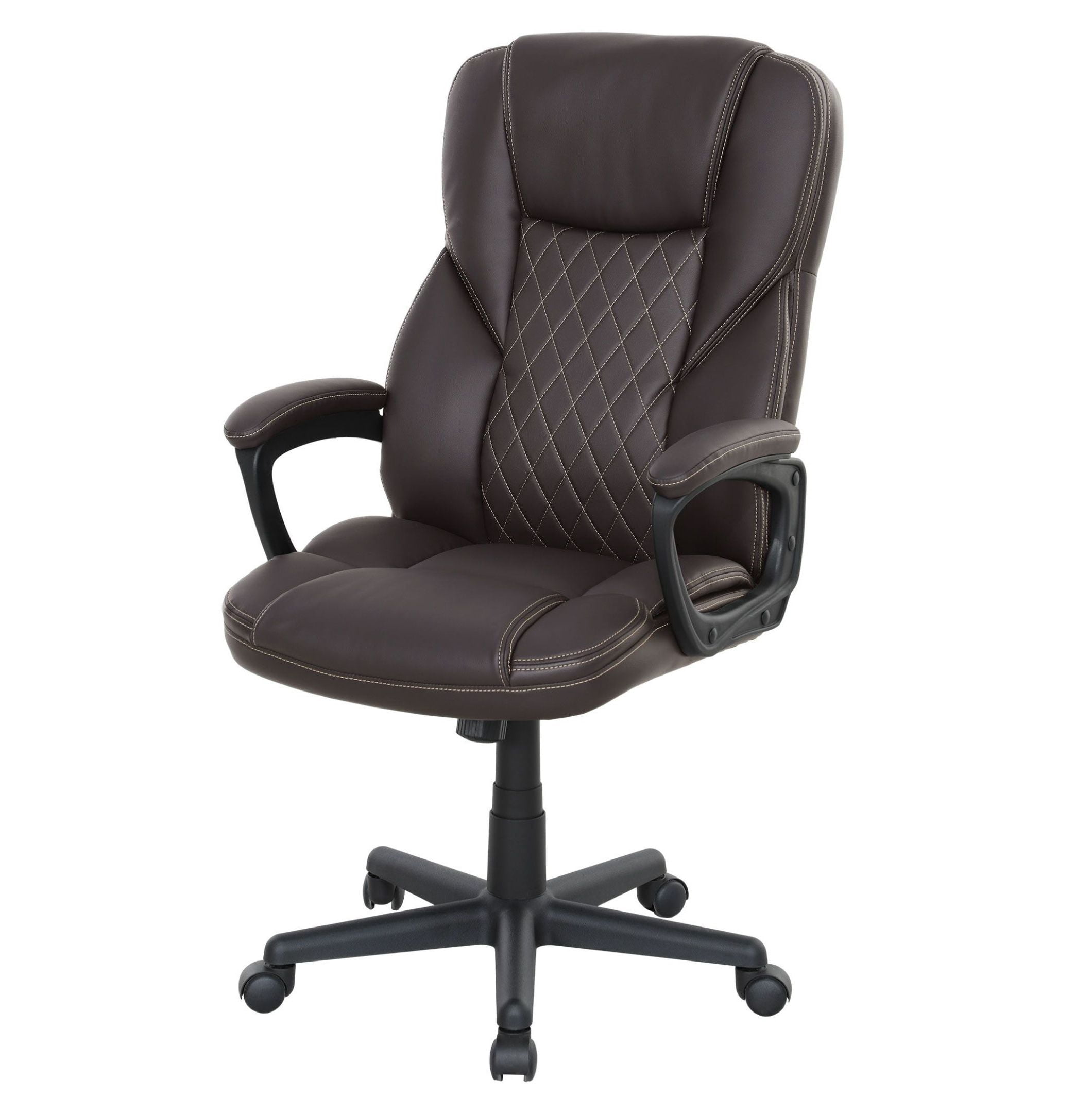 Ergonomic Office Chair, PU Leather Desk Chair Adjustable Height Swivel Executive Chair, High Back Computer Chair for Home Office, Dark Brown