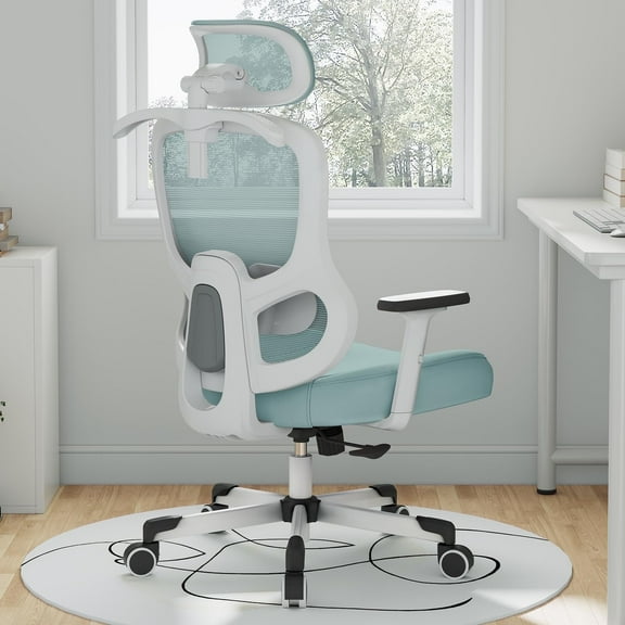 Ergonomic Office Chair With adjustable Lumbar Support, Breathable Mesh, Rotating tilt Lock，Bule