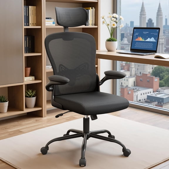 Ergonomic Office Chair with 3D Headrest and Adjustable Lumbar Support for Home Office