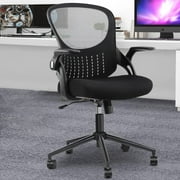 Ergonomic Office Chair with Adjustable Lumbar Support and Flip-up Arms, High Back Mesh Swivel Executive Computer Task Chair, Black