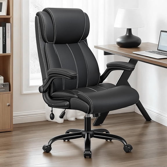 Ergonomic Office Chair with Inflatable Lumbar Support and Flip-Up Arms for Home Desk