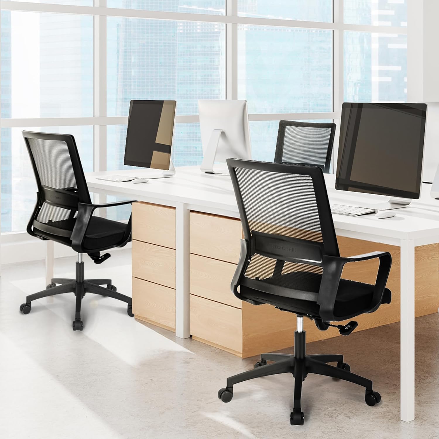 Ergonomic Office Chair with Lumbar Support, Breathable Mesh Back, Adjustable Height and Tilt, Black
