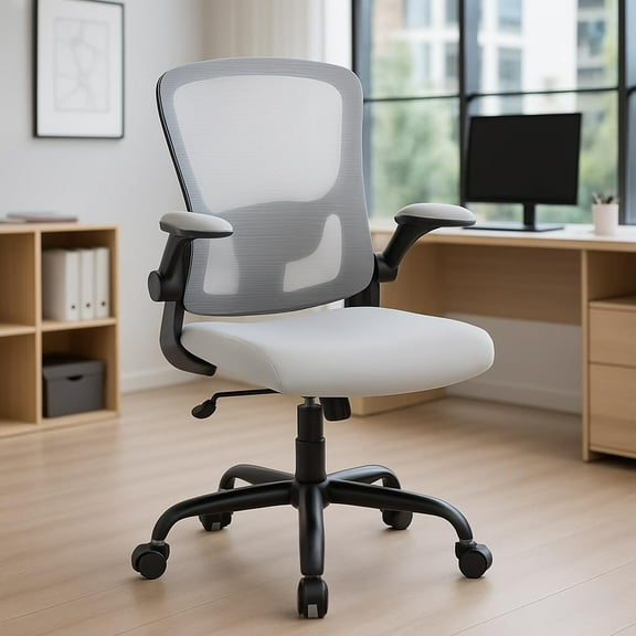 Ergonomic Office Chair with Lumbar Support, Mesh Back&Flip-Up Arms, Black/Grey
